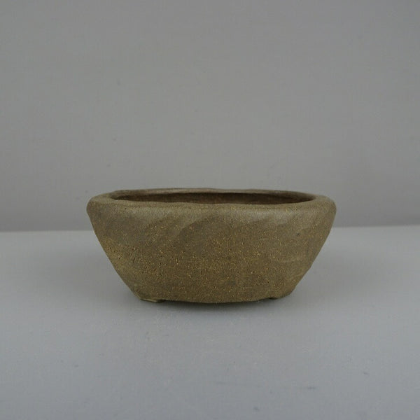 中古盆栽鉢 春山 小鉢 長辺 約 8.1cm 丸鉢 泥鉢  中古鉢 p1212038169