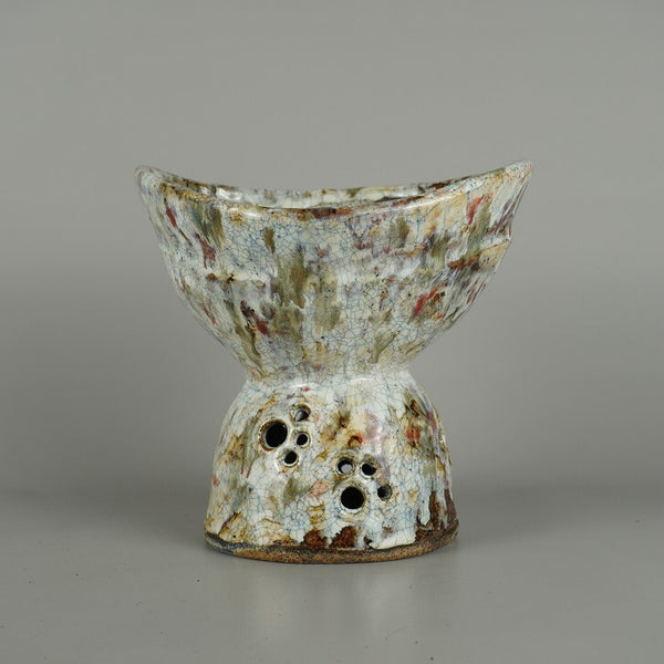 盆栽鉢 文山 越前文山 小型 長辺 約 18.5cm 楕円鉢 高杯 釉薬  新品 p1212040067