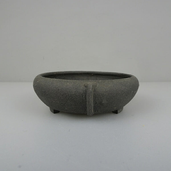 中古盆栽鉢 虹 小鉢 長辺 約 8.5cm 丸鉢 泥鉢  中古鉢 k1212030298