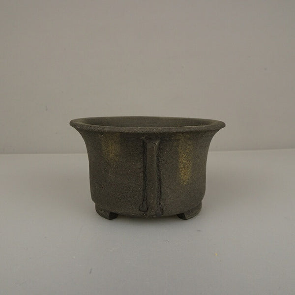 中古盆栽鉢 虹 小鉢 長辺 約 7.8cm 丸鉢 外縁 泥鉢  中古鉢 v1212031799