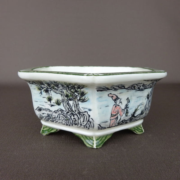 盆栽鉢 高山画 ゆうき祥石ボデー 五彩山水図 六角鉢 p1198414244