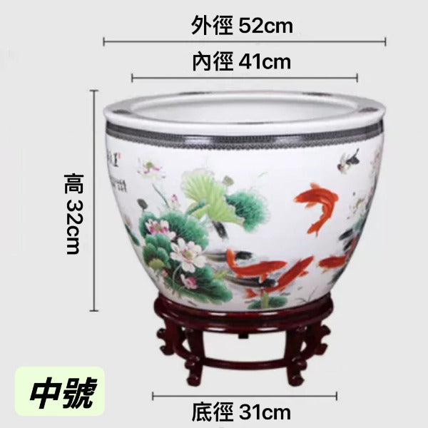 陶瓷魚缸連底座