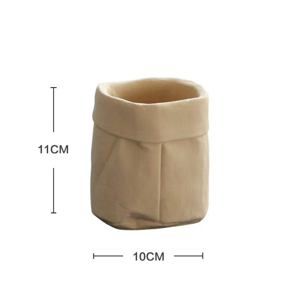 北歐現代仿布袋水泥花盆 Imitation Cloth Bag Cement Flower Pot