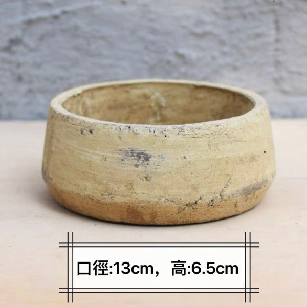 日式復古粗陶矮花盆 Retro Crude Pottery Bonsai Pot