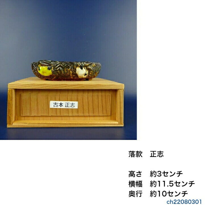 盆栽鉢 正志 古本正志 楕円鉢 蟹 釉薬 観賞用 新品 - 森流 GreenFlow