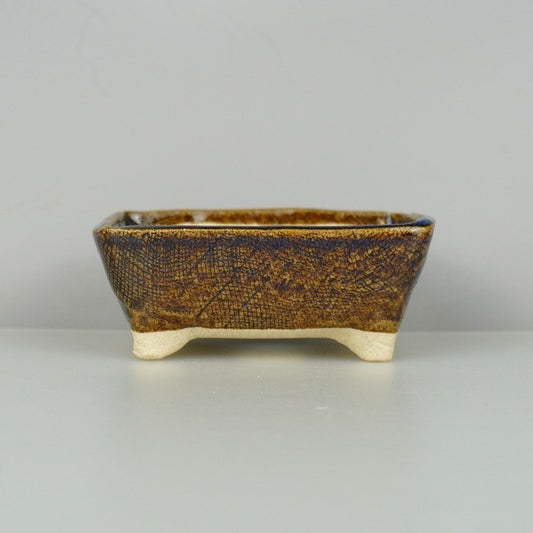 Potted plant bowl, auspicious stone small bowl, about 8cm long, new rectangular bowl with glaze