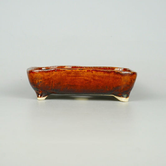 Potted plant bowl with auspicious stone, small rectangular bowl, about 13.7cm, glazed pot, new product