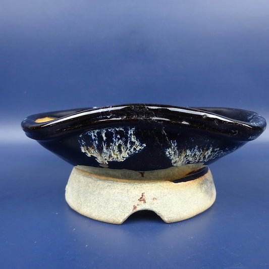 Potted plant bowl Oyama small long bowl about 14cm new shaped marubo glazed pottery