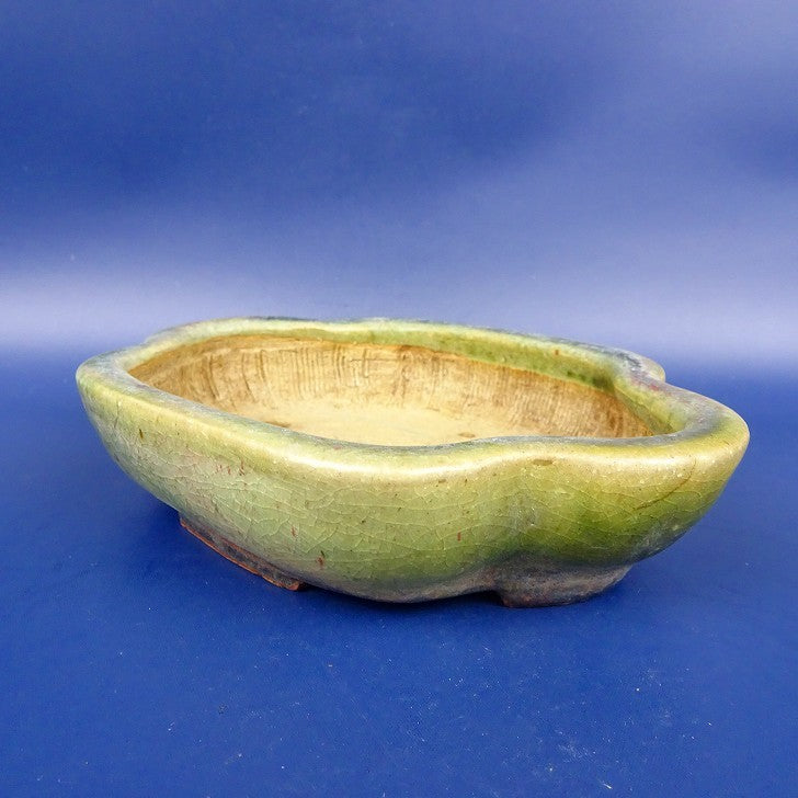 Medieval bonsai bowl Hongquan Ping'an Hongquan small long bowl about 17.5cm Papaya bowl glazed potted bowl Medieval bowl