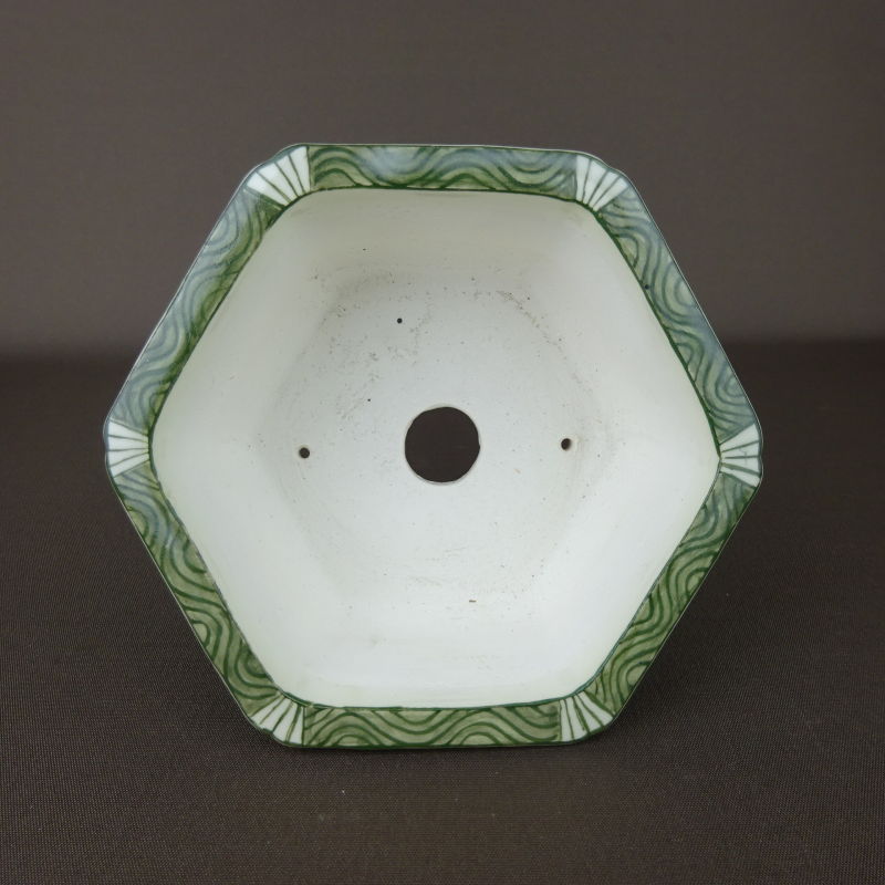 盆栽鉢 高山画 ゆうき祥石ボデー 五彩山水図 六角鉢 - 森流 GreenFlow